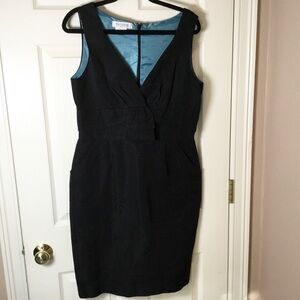 Kay Unger Black Silk Blend Sleeveless Dress with Pockets - 12